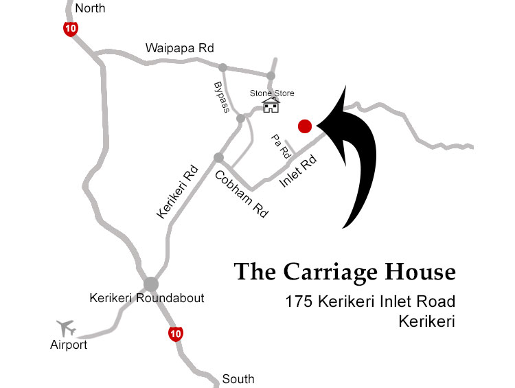 map of kerikeri and location of the carriage house